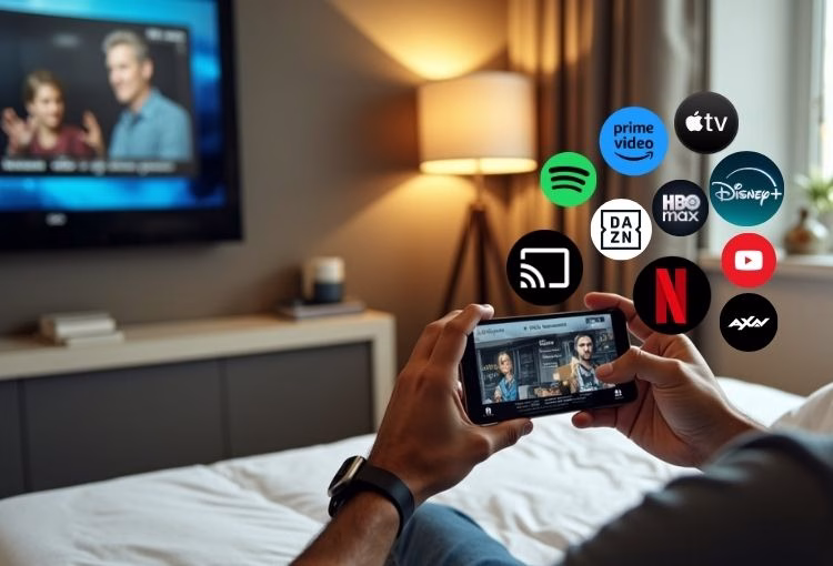 Way2Cast, solução Google Cast para hotelaria Way2Cast da W4M baseada em Google Cast, permitindo streaming personalizado na TV do quarto de hotel